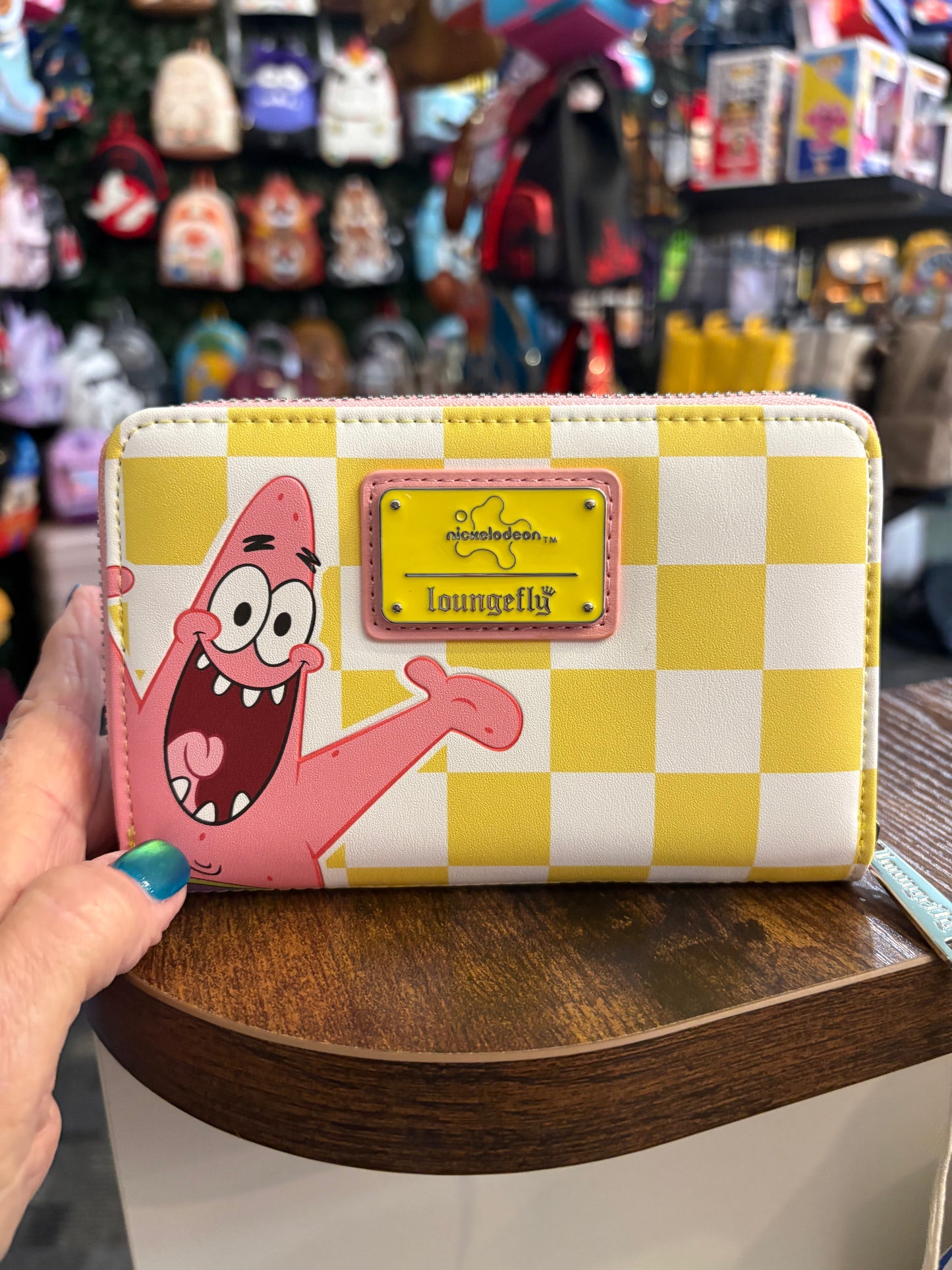 Loungefly NIC Spongebob and Patrick checkered collection zip around wallet
