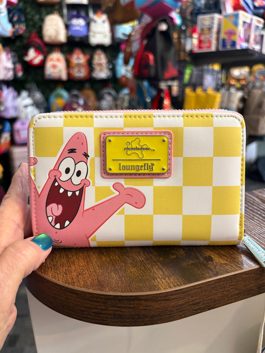 Loungefly NIC Spongebob and Patrick checkered collection zip around wallet