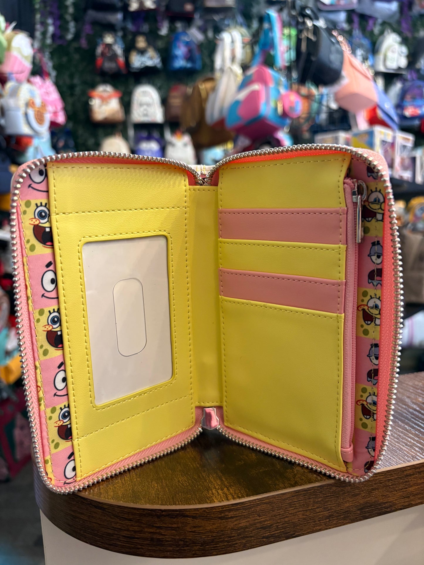 Loungefly NIC Spongebob and Patrick checkered collection zip around wallet