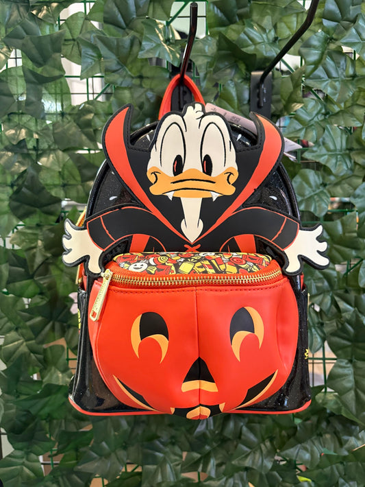 Loungefly Disney Donald Duck Vampire Costume Pumpkin Mini Backpack
