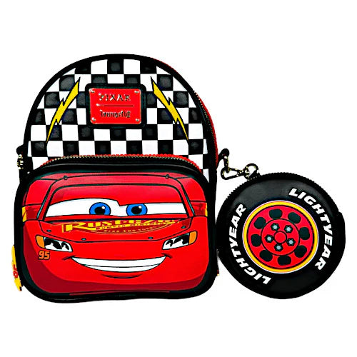 Loungefly Pixar Cars Lightning McQueen Corduroy Convertible Mini Backpack