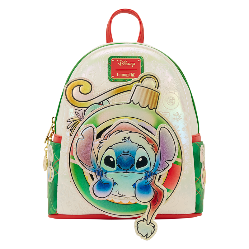 Loungefly Disney Stitch & Scrump Iridescent Holiday Ornament Mini Backpack