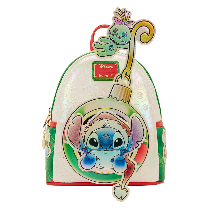 Loungefly Disney Stitch & Scrump Iridescent Holiday Ornament Mini Backpack