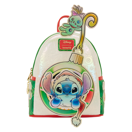 Loungefly Disney Stitch & Scrump Iridescent Holiday Ornament Mini Backpack
