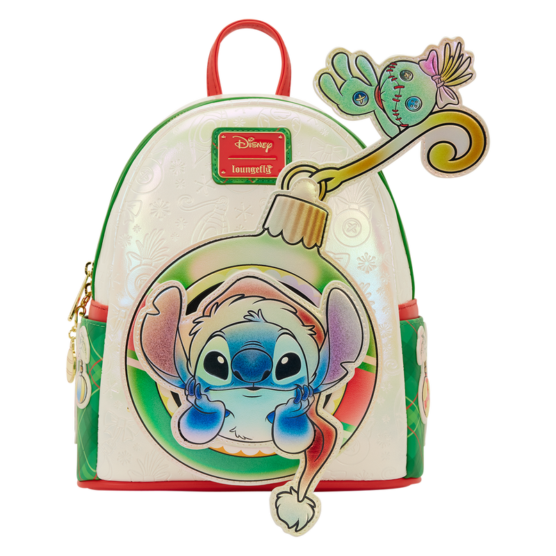 Loungefly Disney Stitch & Scrump Iridescent Holiday Ornament Mini Backpack