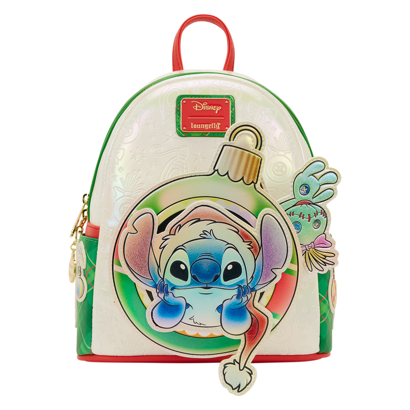 Loungefly Disney Stitch & Scrump Iridescent Holiday Ornament Mini Backpack