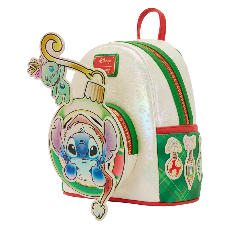 Loungefly Disney Stitch & Scrump Iridescent Holiday Ornament Mini Backpack