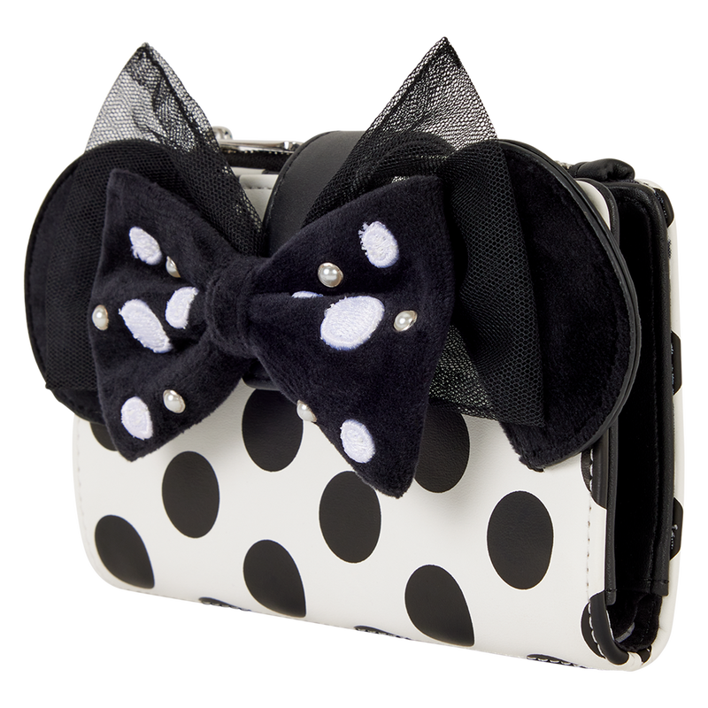 Loungefly Disney Minnie Mouse Exclusive Polka Dot Pearl Flap Wallet