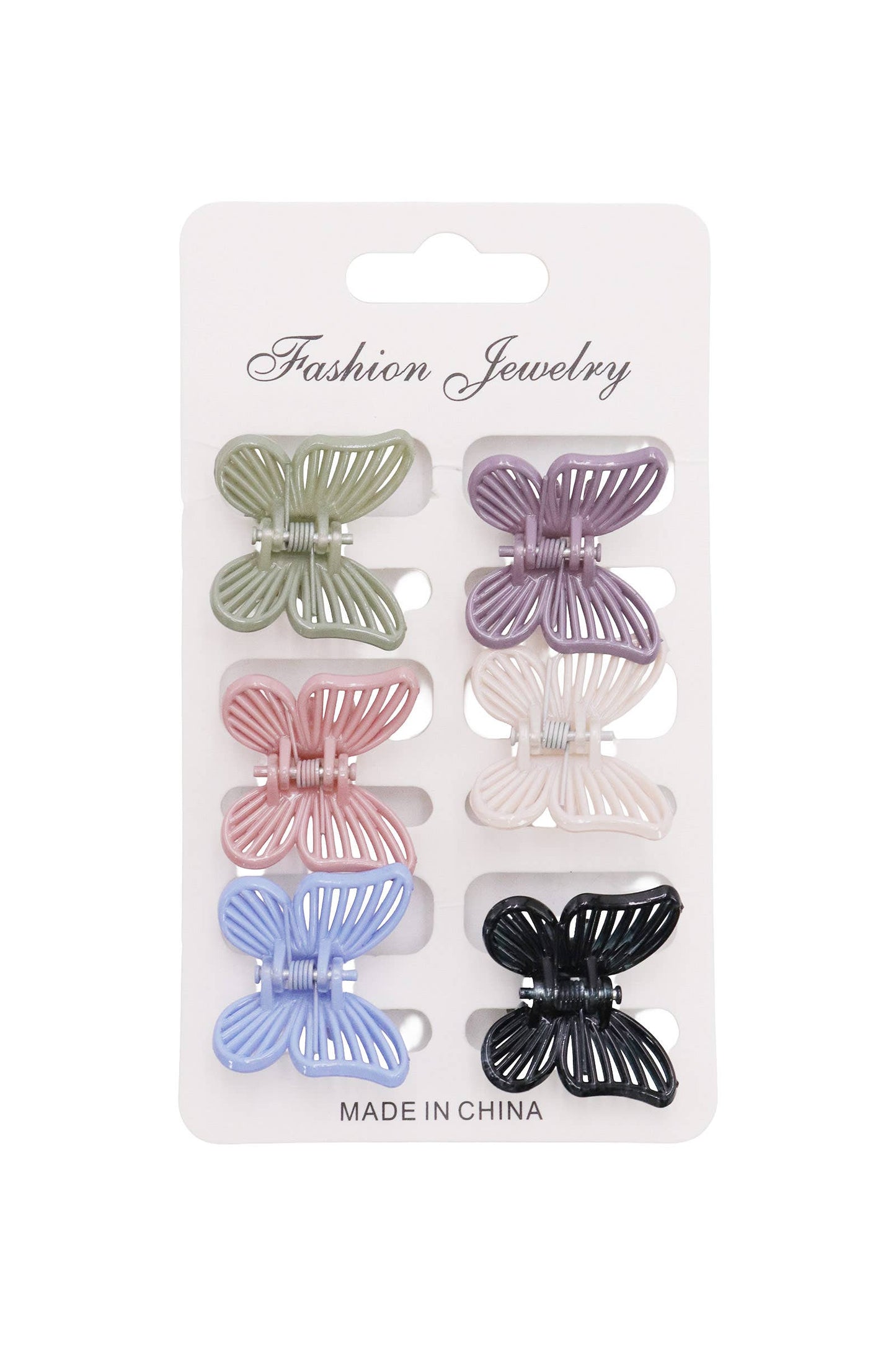 Mini Butterfly Hollow-out Hair Claw - 6 Set: ASSORTED / ONE SIZE