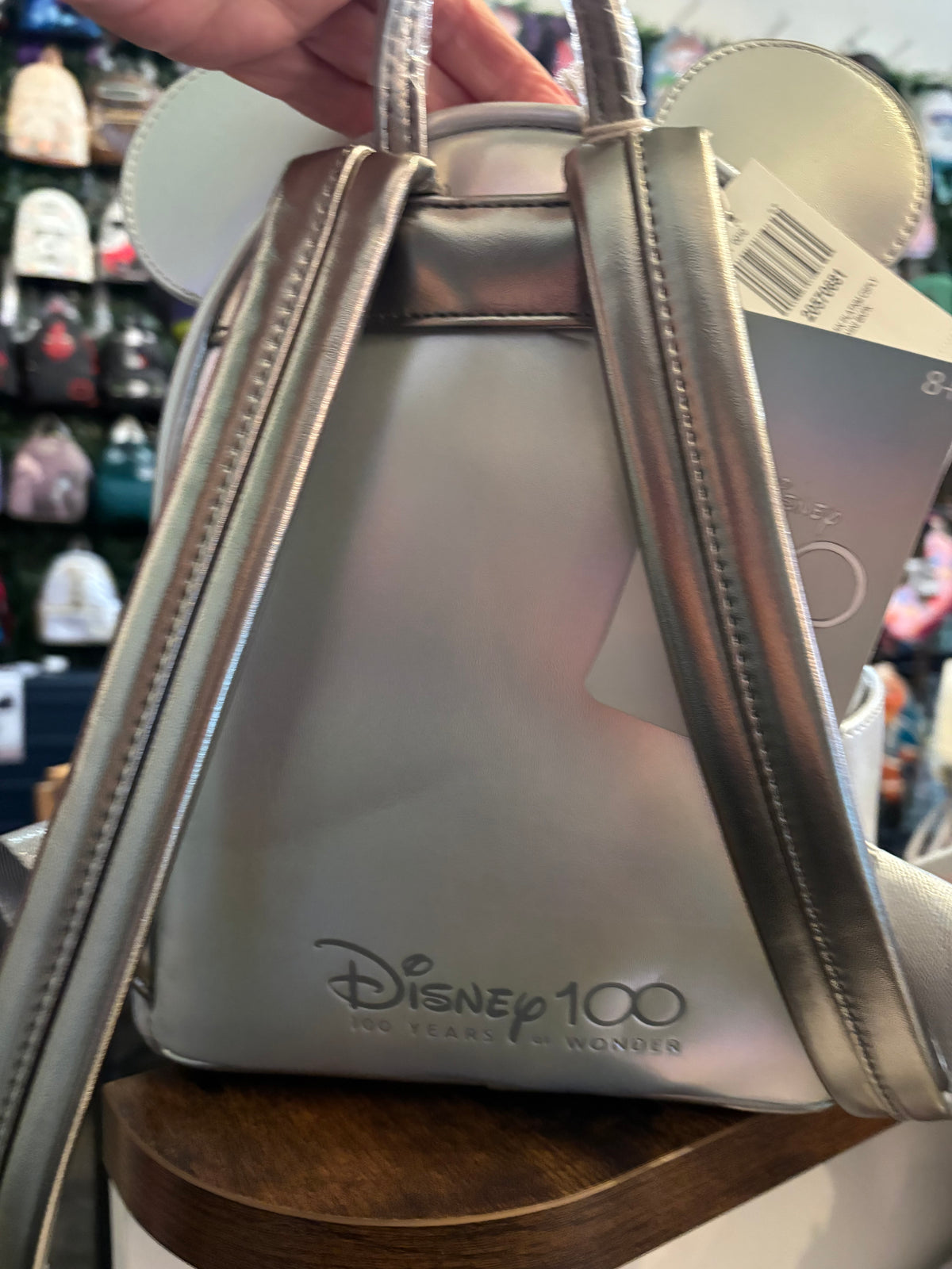 Loungefly Minnie Mouse Silver Polka dots and Sequin bow 100 years mini Backpack