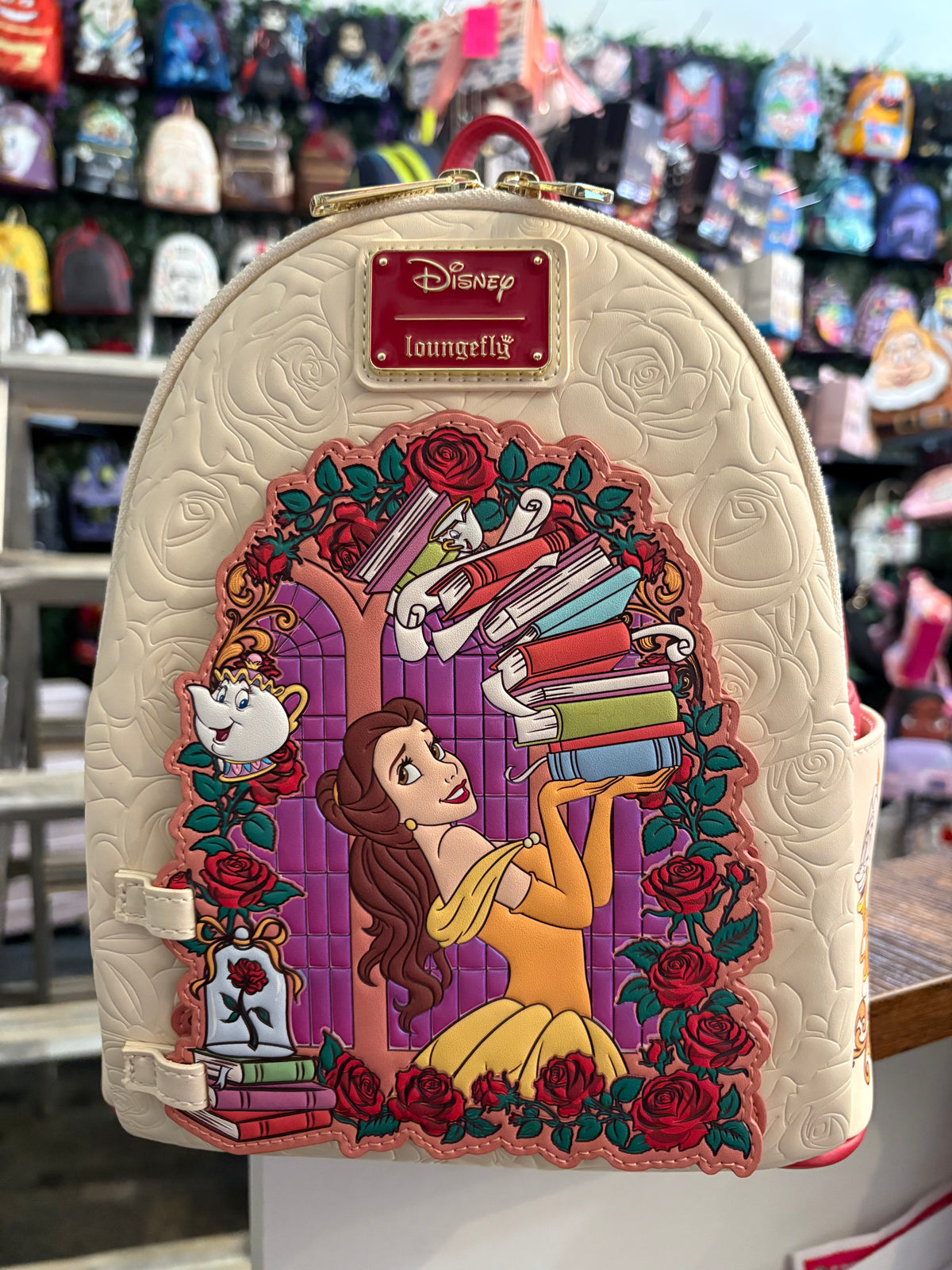 Loungefly Belle Beauty and the Beast Door Opening Mini Backpack