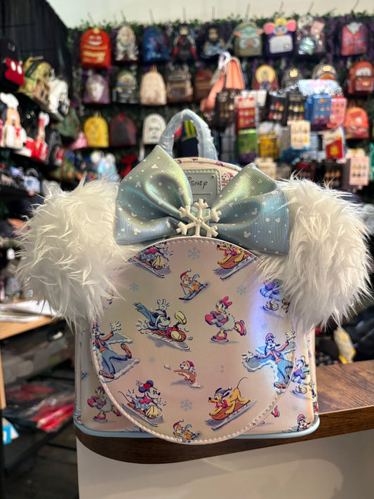 Loungefly Disney Mickey & Friends Winter Wondlerland AOP with ears mini backpack