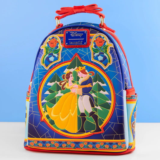 Loungefly Disney Beauty and the Beast Stained Glass Roses Mini Backpack