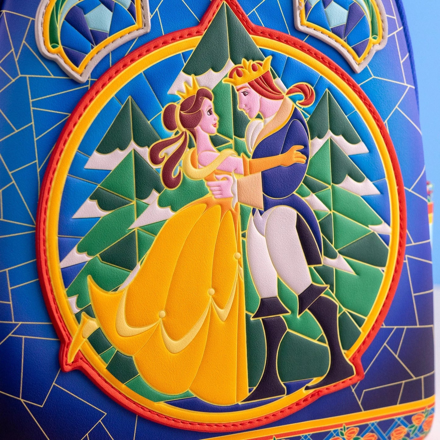 Loungefly Disney Beauty and the Beast Stained Glass Roses Mini Backpack