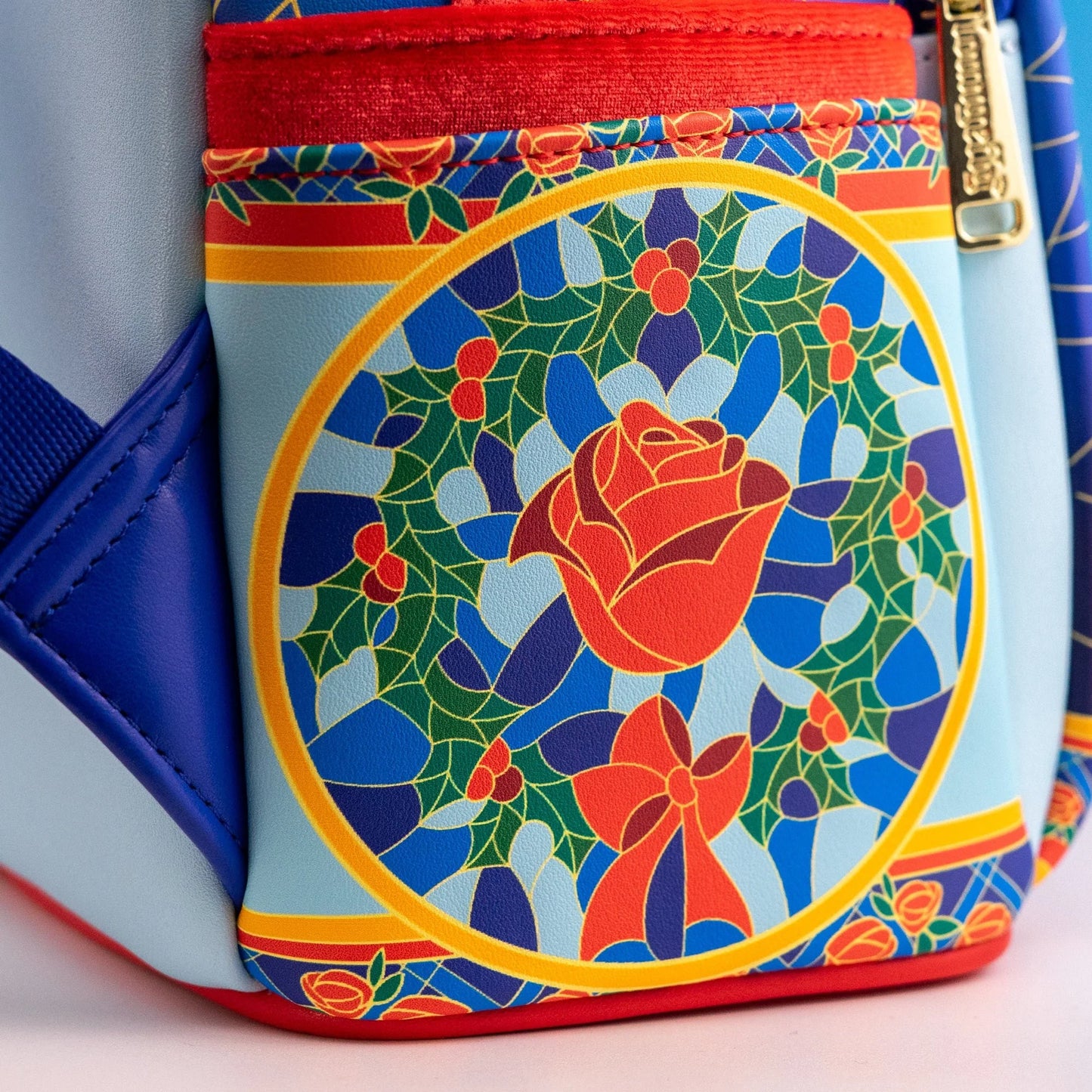 Loungefly Disney Beauty and the Beast Stained Glass Roses Mini Backpack