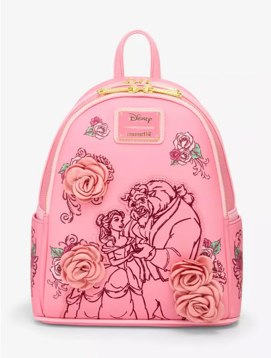 Loungefly Disney Beauty and The Beast Pink Roses Mini Backpack
