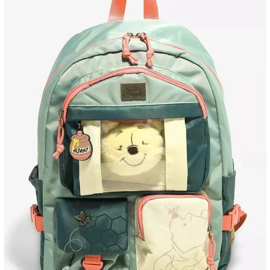 Bio World Disney Winnie the Pooh Multi-Pocket Backpack with Plush Pooh Keychain