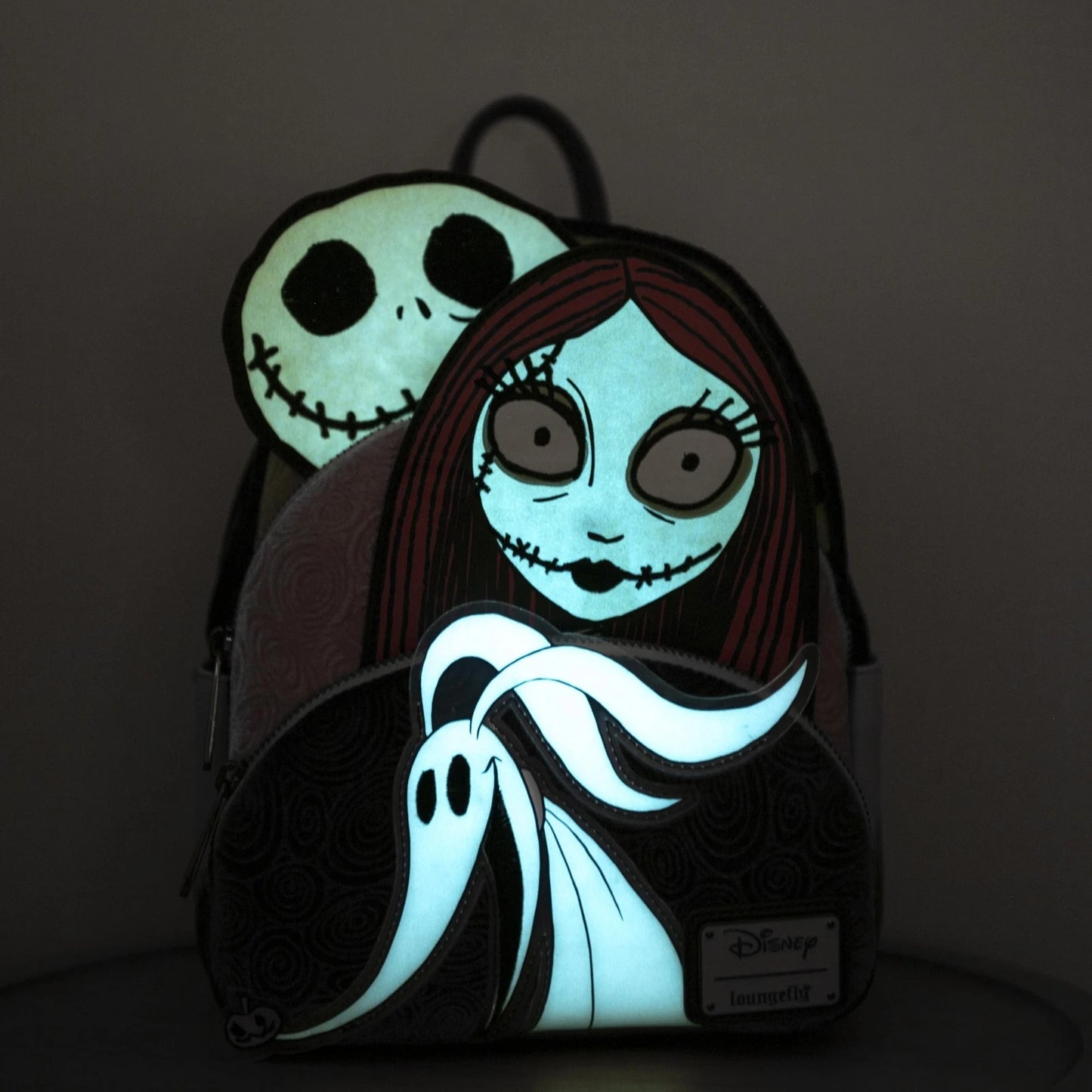 Loungefly NBC Glow in the Dark Jack, Sally and Zero Mini Backpack
