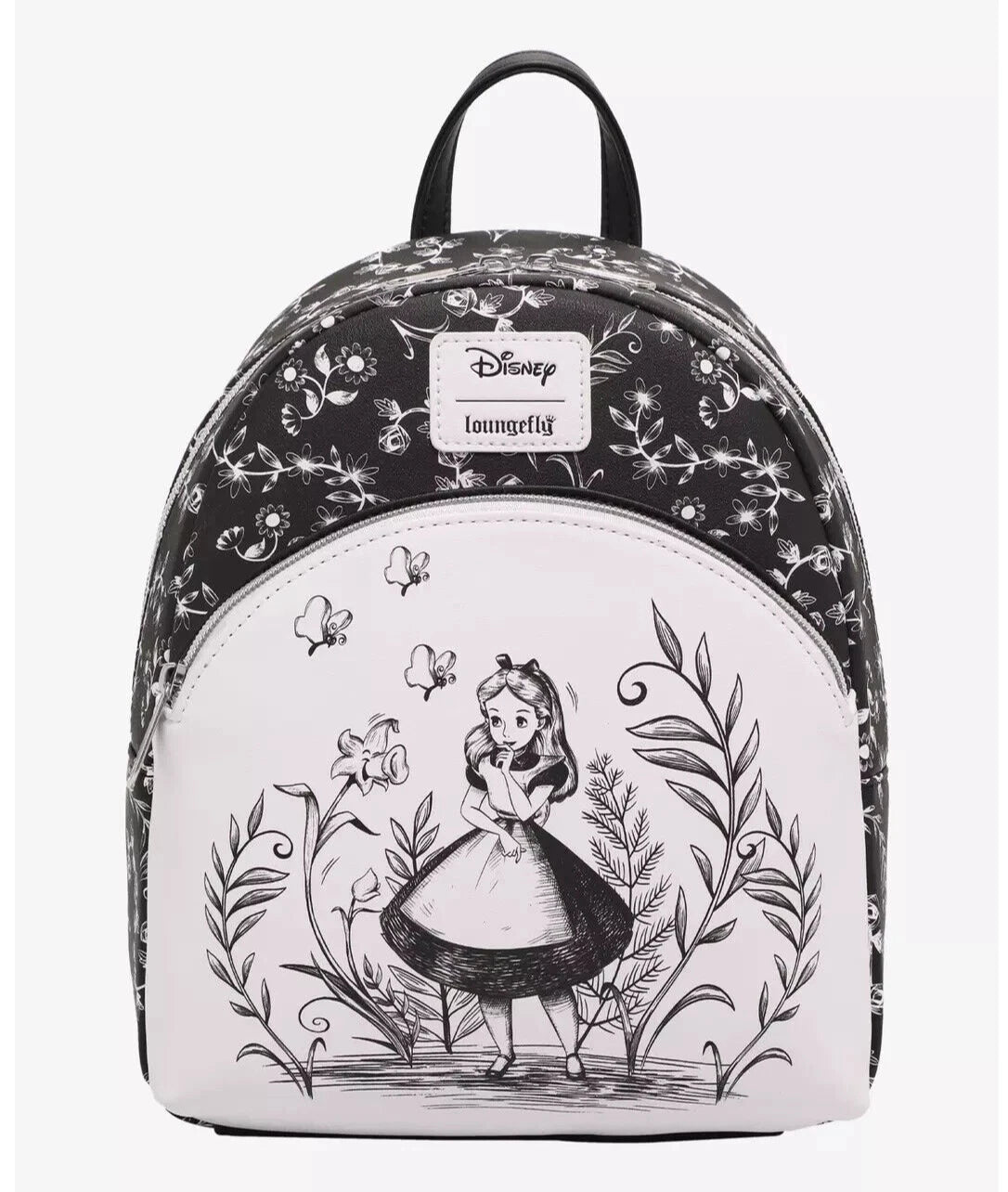 Loungefly Disney Alice In Wonderland Black & White Mini Backpack - Soft Tag