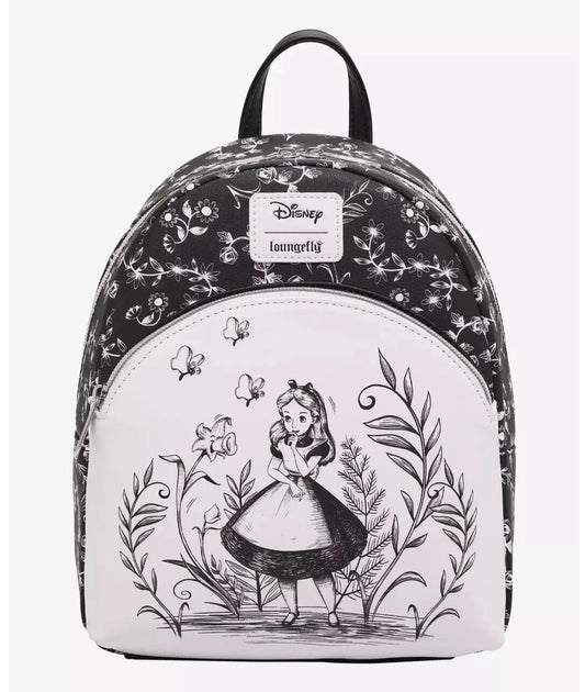Loungefly Disney Alice In Wonderland Black & White Mini Backpack - Soft Tag