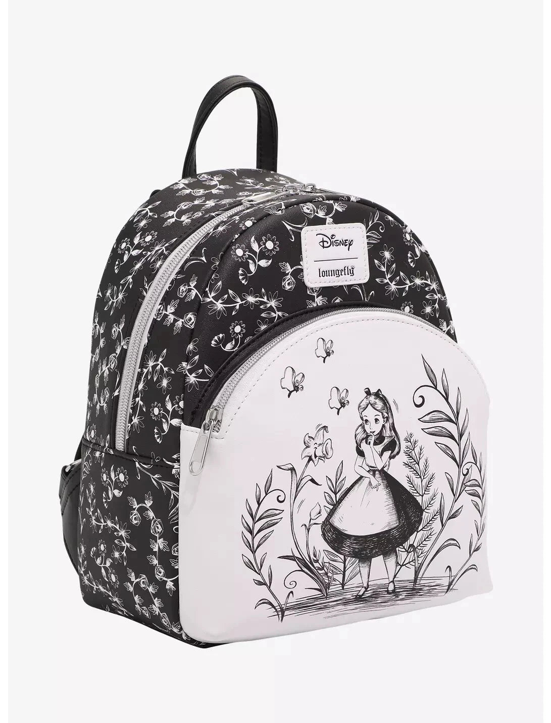 Loungefly Disney Alice In Wonderland Black & White Mini Backpack - Soft Tag