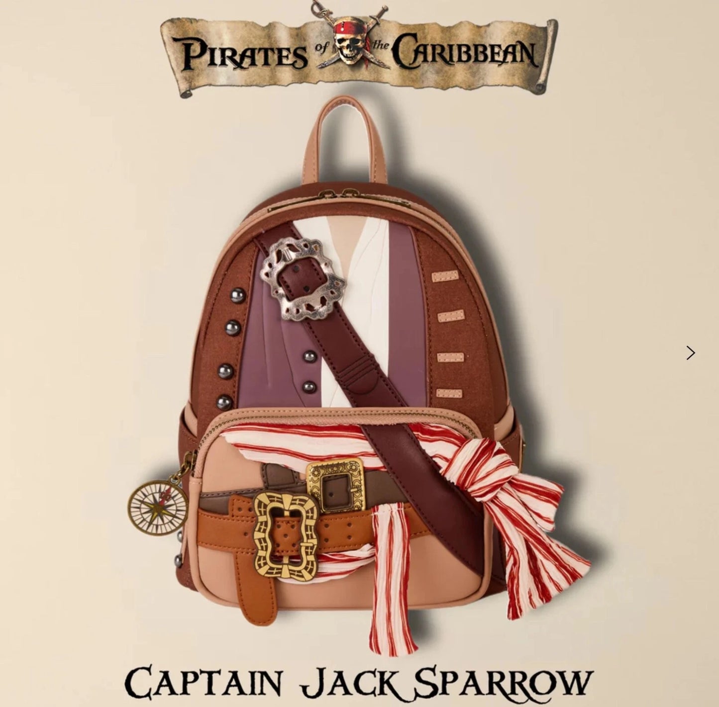 Loungefly Disney Jack Sparrow Costume Cosplay Mini Backpack