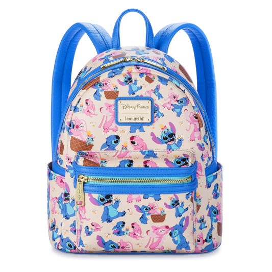 Loungefly Disney Parks Stitch & Angel AOP Mini Backpack