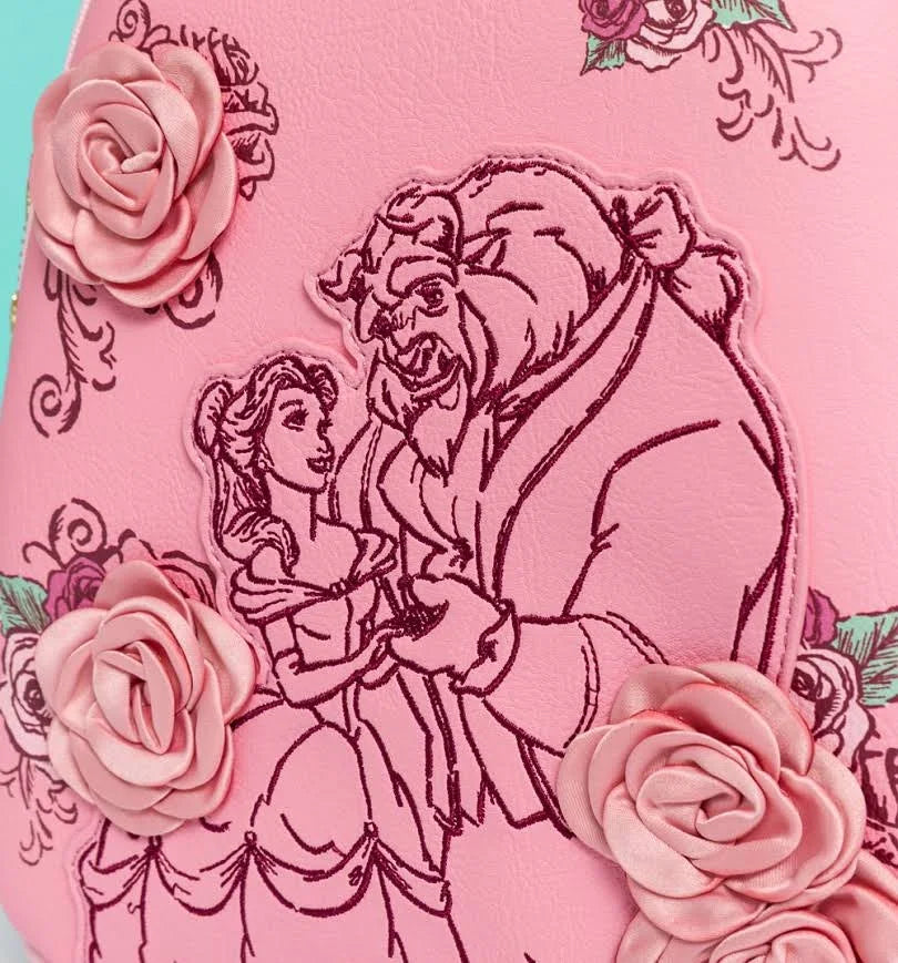 Loungefly Disney Beauty and The Beast Pink Roses Mini Backpack