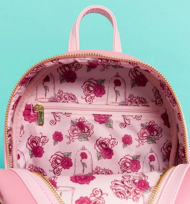 Loungefly Disney Beauty and The Beast Pink Roses Mini Backpack